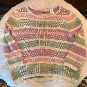Alfred Dunner Women's Multicolor Striped Sweater